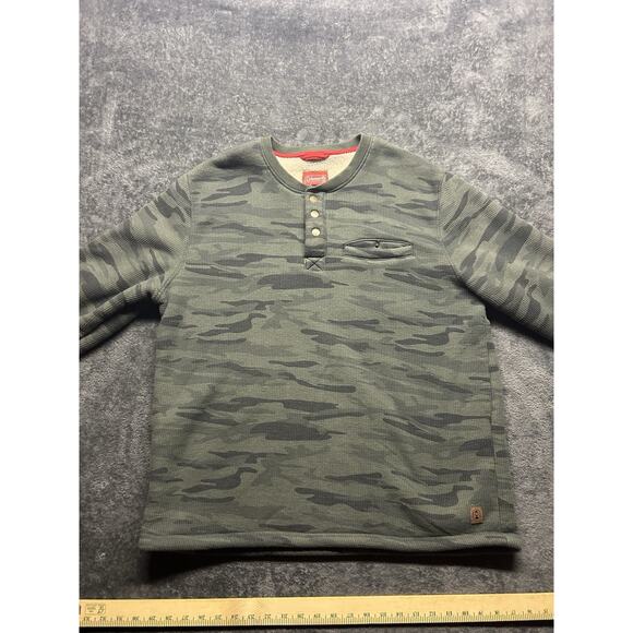Coleman Lined Henley 1/4 Snap Bonded Waffle Sherpa Shirt Olive Camo Mens XL - Picture 1 of 7